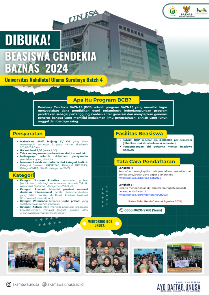 Beasiswa Cendekia Baznas 2024 Telah Dibuka !! Yukk Daftar Sekarang Juga